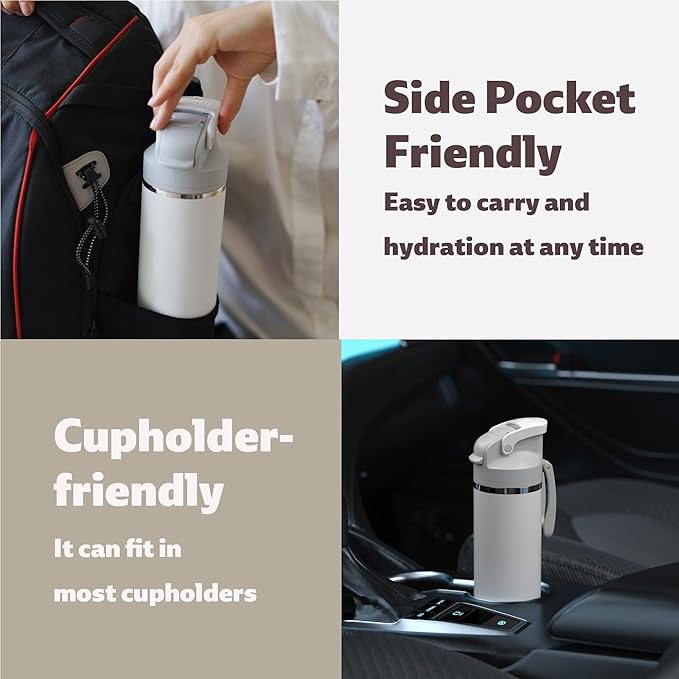 OISIZ Insulated Water Bottle 24 oz with 2 in 1 Spout and Straw Lid,One Click Safety Lock,100% Leakproof,Keep Cold 24H,Vacuum Stainless Steel Water Bottle for School,Travel and Sports,Dishwasher Safe