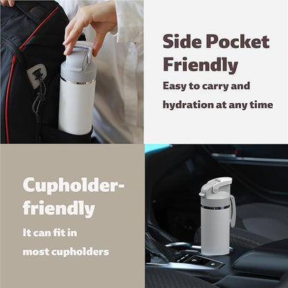 OISIZ Insulated Water Bottle 24 oz with 2 in 1 Spout and Straw Lid,One Click Safety Lock,100% Leakproof,Keep Cold 24H,Vacuum Stainless Steel Water Bottle for School,Travel and Sports,Dishwasher Safe