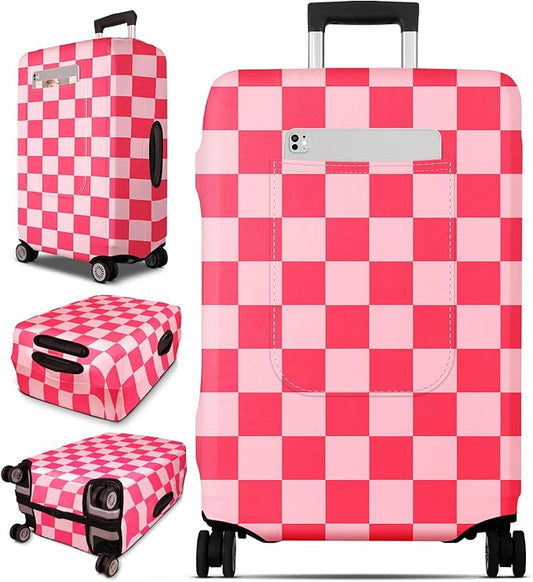 Slohif Luggage Cover for Suitcase Tsa Approved Protector - Luggage Sleeve Large Suit Case Cover Travel Stretch Baggage Case Protective Washable Fit 21-23 Inch Checkered S