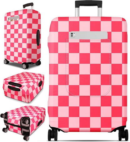 Slohif Luggage Cover for Suitcase Tsa Approved Protector - Luggage Sleeve Large Suit Case Cover Travel Stretch Baggage Case Protective Washable Fit 24-27 Inch Checkered M