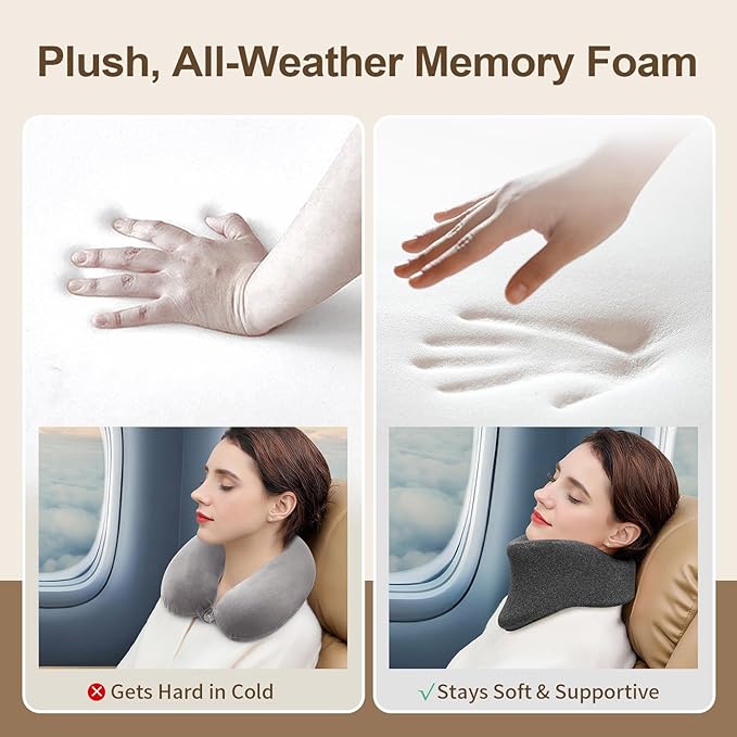 Travel Neck Pillows for Airplanes, Patented Chin Support Napping Travel pillow for Airplanes to Prevent Head Tipping,Dense Memory Foam for Plush Support,Ergonomic Airplane Pillow for Long Flight