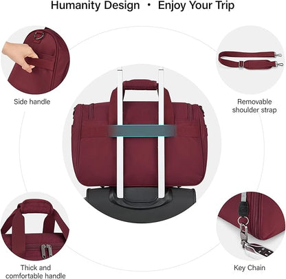 Hanke Underseat Carry On luggage Bags for Travel, Foldable Travel Bags for Women, Soft Lightweight Personal Item Travel Bag Small Carry On Bags for Airplanes, Travel Tote Bags for Women Men.（Burgundy）