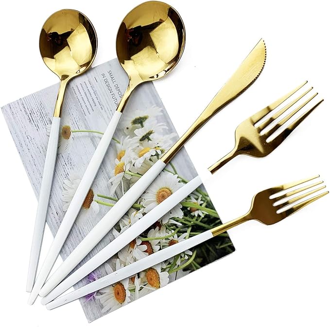 JASHII 30-Piece Stainless Steel Satin Finish Flatware Set, Mirror Polished Tableware Cutlery for Home and Restaurant, Dishwasher Safe