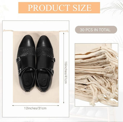 Hillban Shoes Bag for Travel Storage Dust Proof Cotton Drawstring Bag Breathable Pouch for Travel Home Pantry Accessories