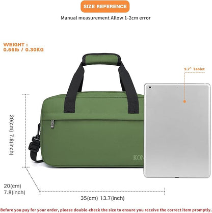 Kono Travel Duffel Bag 14L Under Seat Carry-on Bag Sports Tote Gym Bag Weekender Overnight Bags 13.78"x7.87"x7.87" Green
