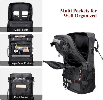 WITZMAN Travel Backpack for Men Convertible Duffle Luggage Bag fit 18 Inch Laptop Carry On Bags for Airplane (B681 Silvery Grey New)