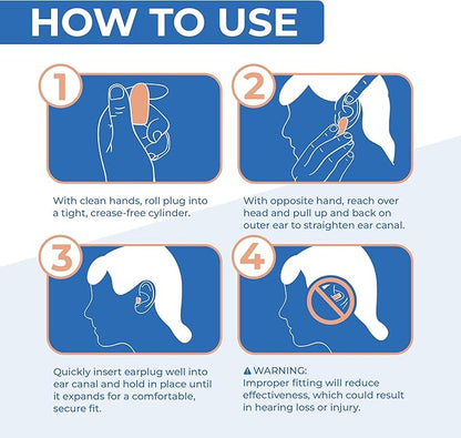 Reli. Foam Ear Plugs (100 Pairs Bulk), Individually Wrapped | 31 dB NRR | Disposable Foam Ear Plugs for Sleeping Noise Cancelling | Blocks Loud Noises for Snoring, Concerts, Travel (Peach)