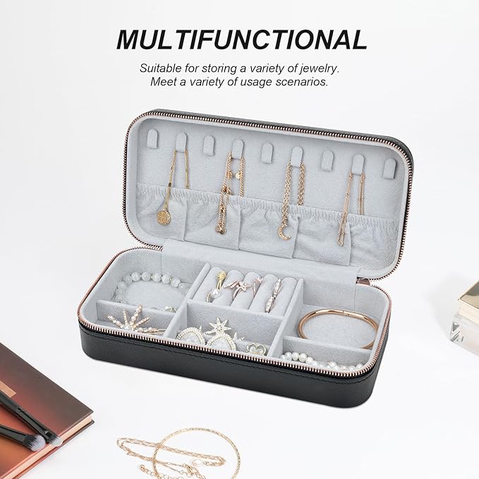 Travel Jewelry Box Jewelry Organizer for Travel Jewellery Organizers Box Jewelry Box for Women on Hallowmas Christmas Valentine's Birthday Black