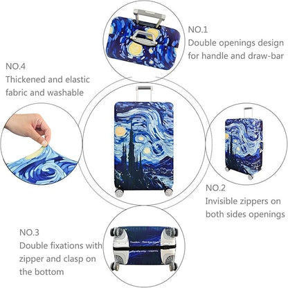 fancyfree Luggage Cover Washable Suitcase Protector Anti-scratch Suitcase cover (Blue Starry Sky, M(22"-24" luggage))