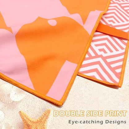 Eunzel Microfiber Beach Towel, Quick Dry Travel Towel Large Sand Free Towel for Beach, Camping, Swim Pool, Gym, Sports& Yoga 71"x32", Palm Orange