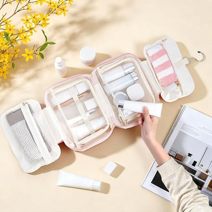 YOOLIFE Toiletry Bag Initial Makeup Bag for Women - Birthday Gifts for Women Teen Girl Gifts Trendy Stuff - Letter L Pink