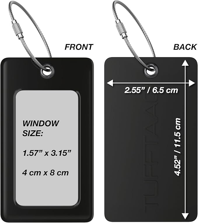Luggage Tags Business Card Holder by TUFFTAAG - Durable Travel ID Bag Tag, Secure & Flexible, Perfect for Suitcases, Backpacks, and Carry-Ons, Easy Identification