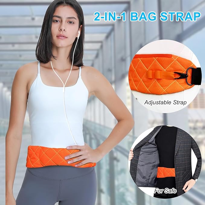 2 in 1 Anti-theft Bag Shoulder Strap with Pockets, 54 inch Travel Belt Ultra-Wide and Thick, Comfort and Stylish