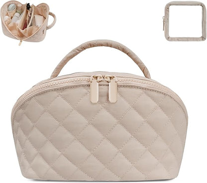 Makeup Bag,Quilted Puffer Cosmetic Bags,Travel Toiletry Bag for Women,Large Capacity Waterproof Make up Bag Set