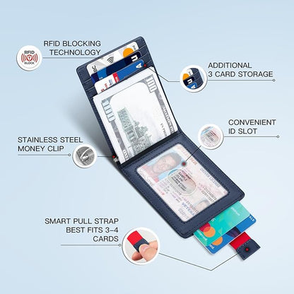 Zitahli Wallet for Men-6 Slots ID Window-Mens Wallets-Slim Wallet Classic Spring Money Clip RFID Blocking-Gift for Men