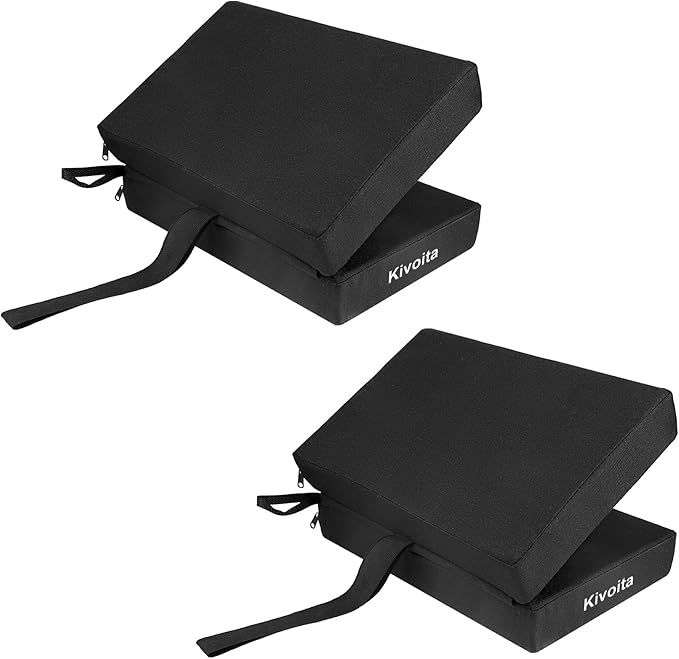 Airplane Seat Cushions 2 Pack, Stadium Seat Cushion, Travel Seat Cushion 16.8 * 13 * 2 inches with Handle, Foldable & Portable for Travel and Outdoor Use (Black)