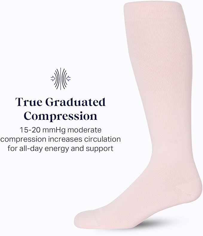 Comrad Nylon Knee High Socks - 15-20mmHg Graduated Compression Socks - Soft & Breathable Support Unisex Socks