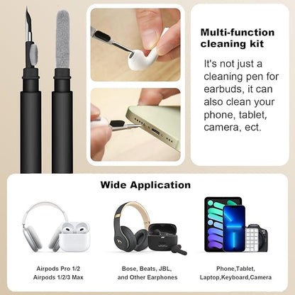 LOPIE Carbon Fiber Texture Case for Sony WF-1000XM5 with Cleaner Kit - Vegan Leather Cover for Earbuds WF 1000XM5 Charging Case - Protective Hard Cover with Keychain - Black