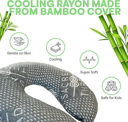 Sacred Thread Rayon Derived from Bamboo Travel Neck Pillow for Airplanes, Memory Foam for Airplane, Ergonomic Design Neck Rest, Travel Pillow for Sleeping