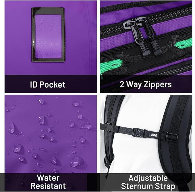 MIER Large Duffel Backpack Sports Gym Bag with Shoe Compartment, Heavy Duty and Water Resistant, Purple, 60L