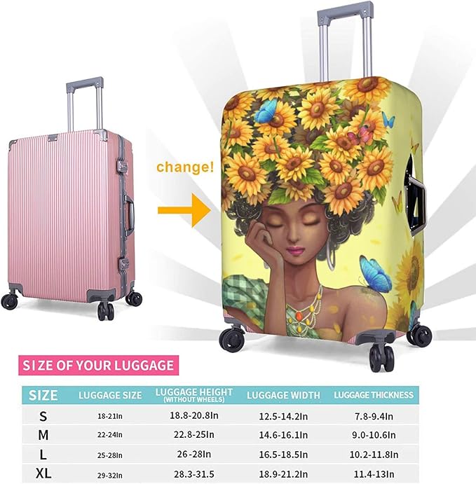 Suitcase covers for luggage tsa approved luggage cover for Suitcase Washable Suitcase Protector Anti-scratch Suitcase cover X-Large African American Afro Black Girl