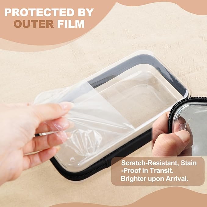 3PCS Clear Hard Shell Zipper Case,Toy Organizers and Storage Box,Clear Toiletry Cosmetic Case,Travel Makeup Bags, Diaper Bag Organizer,Pencil Case,Stackable Portable Transparent Zipper Pouches Black-S