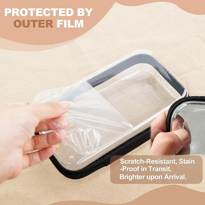 3PCS Clear Hard Shell Zipper Case,Toy Organizers and Storage Box,Clear Toiletry Cosmetic Case,Travel Makeup Bags, Diaper Bag Organizer,Pencil Case,Stackable Portable Transparent Zipper Pouches Black-S