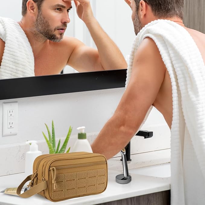 QT&QY Tactical Toiletry Bag For Men Hygiene Bag EDC Military Tool Molle Pouches Small Dopp Kit Mens Shaving Kit Travel shower Bags