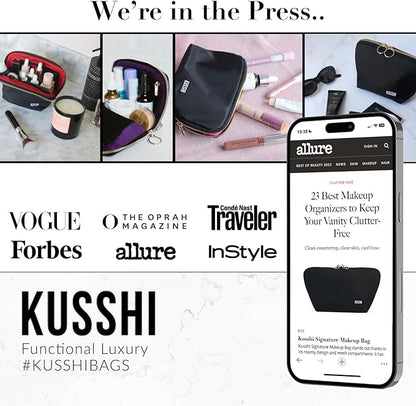 KUSSHI Neoprene Zipper Makeup Brush Pouch and Travel Pencil Case for Beauty Tools, Pencils, Brushes & Small Accessories - Makeup Brush Bag Pouch for Organization and Travel Items (Leopard/Red)