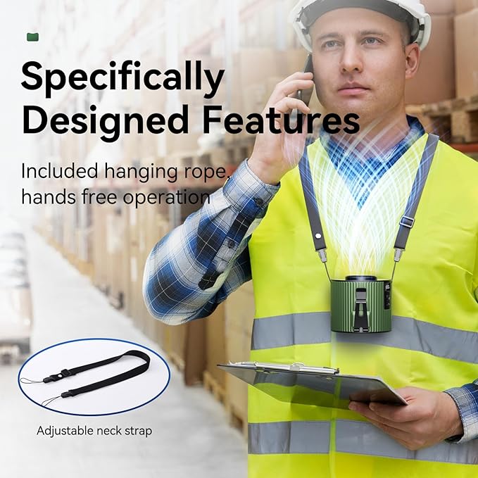 Portable Fan,Rechargeable Waist Fans,11000RPM Strong Airflow Mini Wearable Belt Fan,5 Speed,Personal Clip Waist Fans for Outdoor,Camping,Jobsite,Fishing,Travel (K20-Green)