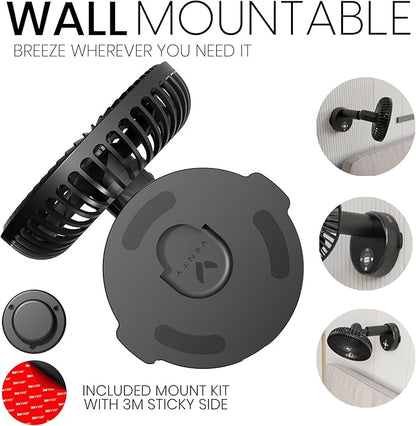 VENTY Portable Clip Fan - Rechargeable 10-Hour Battery Portable Fan - 360° Rotation & 90° Tilt - Stroller, Desk or Bedside - Aromatherapy & LED Light - USB-C Rechargeable Clip On