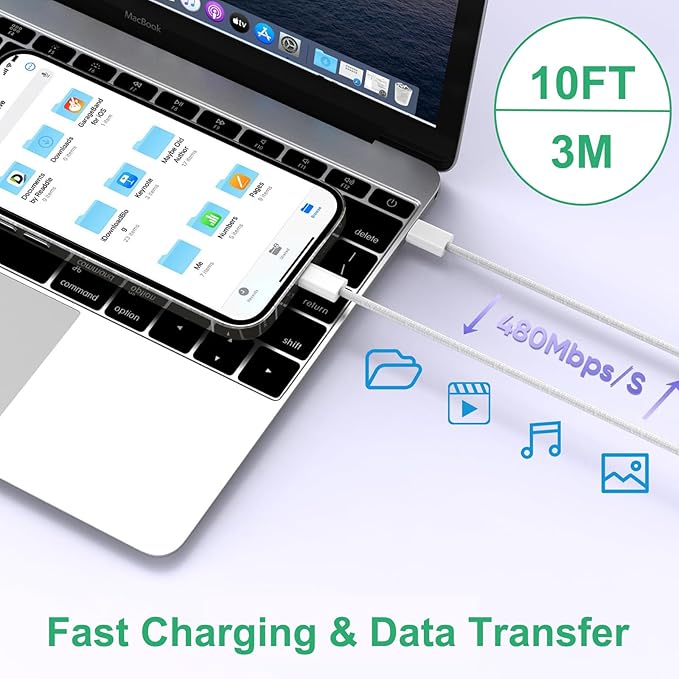iPhone 16 15 Charger Fast Charging,3Pack 20W Fast Charging USB C Charger with 10Foot Long Type C to C Cable Cord TypeC Block Brick for iPhone 16e/16/16 Pro/16 Plus/16 Pro Max/15 Pro,iPad Air/Pro/Mini