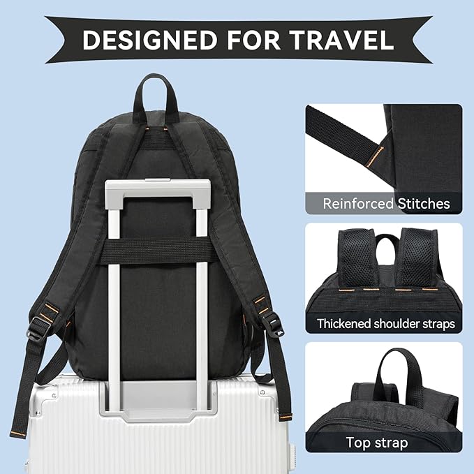 OMOUBOI Casual Daypacks Superbreak Backpack 14 inch Laptop Backpack for Women & Men Fits Tourism Business (Black)