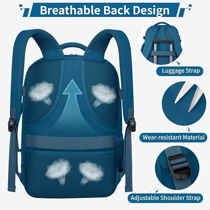 ZOMFELT Travel Backpack for Men, Carry on Backpack, TSA 17.3 inch Laptop Backpack Flight Approved, Personal Item Travel Bag Nurse Bag Casual Daypack for Weekender Business Trip, Blue