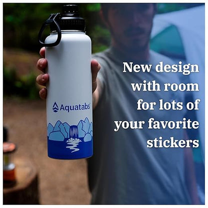 Aquatabs Insulated Stainless Steel Water Purifier Water Bottle with 50 Water Purification Tablets, BPA Free Water Purification Bottle Alternative to Filtered Water Bottle.