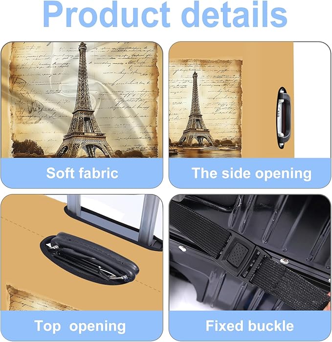 Luggage Cover Washable Suitcase Protector Anti-scratch Suitcase cover Fits 20-34 Inch Luggage (Tower-3, L(28-30inch suitcase))