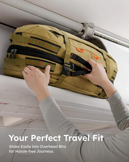 Tolaccea Travel Laptop Backpack, Large Carry on Backpack Flight Approved Convertible Duffle Luggage Bag Daypack Work Business Rucksack Fits 16" Laptop for Men Women 3 Carrying Ways, 40L-50L Expandable