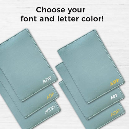 Personalized Monogrammed Chambray Leather RFID Passport Wallet