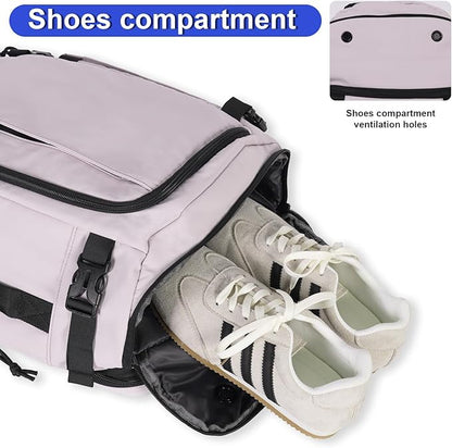 Carry On Travel Backpack with Shoe Compartment Flight Approved Laptop Backpack Expandable Work Business Backpack for Women Men Casual Daypack, Purple