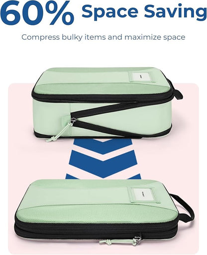 BAGSMART Compression Packing Cubes, 6 PCS Packing Cubes for Suitcases, Travel Bags Organizer for Luggage, Lightweight Packing Cube for Travel Essentials