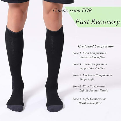 FITRELL 3 Pairs Compression Socks for Women and Men 20-30mmHg-Circulation Support Socks