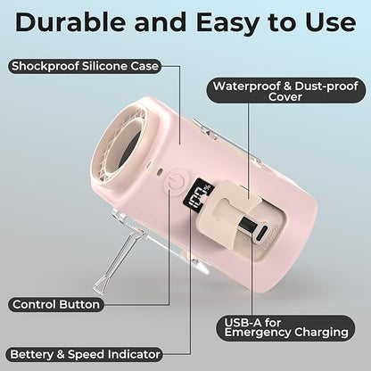 AMACOOL Mini Portable Waist Fan Clip on, 13000RPM 4-Speeds Personal Neck Fans, Up to 24H Battery Life, Rechargeable Wearable Shirt Belt Fan for Outdoor Work Jobsite Travel Camping, Gifts for Men