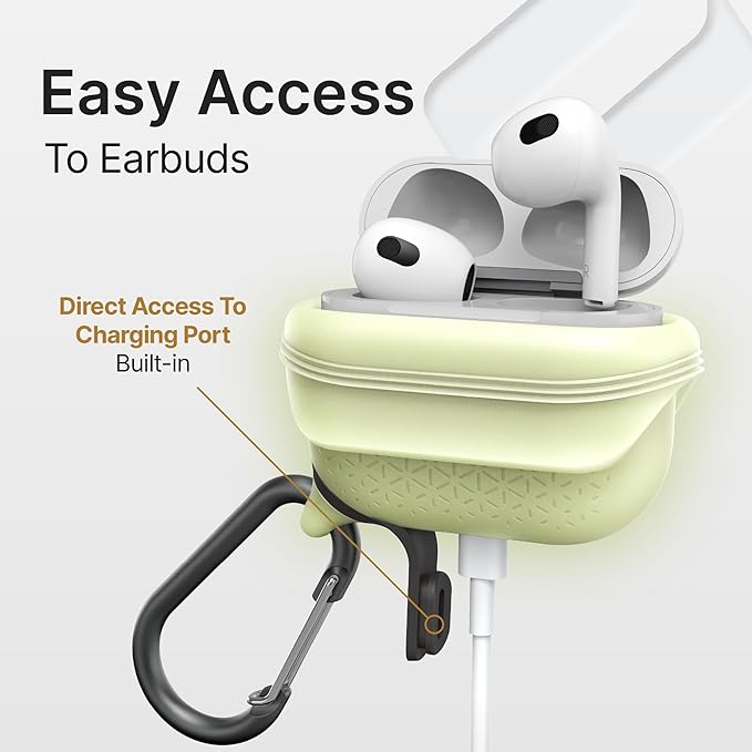 Catalyst Waterproof Case for AirPods 3rd Generation (2021) - Wireless and USB-C Charging Compatible AirPods 3rd Generation Case, Drop Protection Cover for AirPods 3 One Piece Design with Carabiner