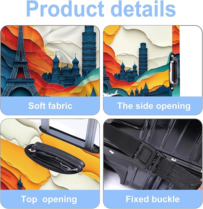 Luggage Cover Washable Suitcase Protector Anti-Scratch,Stretchable Fit for 20-34Inch Luggage Durable Travel Bag Cover with Zipper Closure (Travel-3, XL(fits 32-34Inch suitcase))