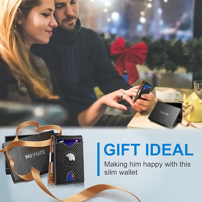 Airtag Wallet for Men,with Money Clip 11 Cards Slim Front Pocket Leather RFID Blocking Wallet with Gift Box