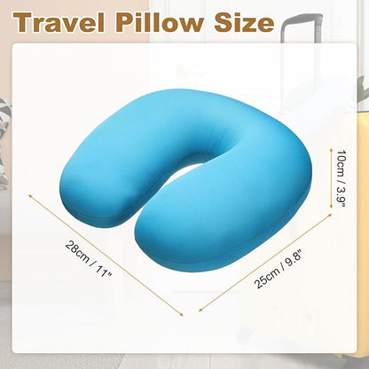 HARFINGTON 2pcs Travel Pillow Airplane Neck Pillow U-Shaped Filled with Foam Beads Stuffable Classic for Sleeping Neck Chin Lumbar Support, Light Blue