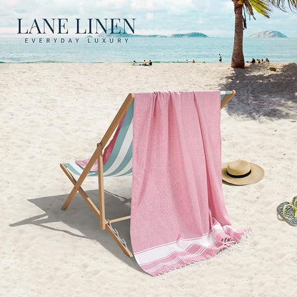 LANE LINEN Turkish Beach Towels Set of 6 – Pre-Washed, Sand-Free, Quick Dry, Lightweight Travel Towels for Women, Soft Bath Beach Towels, 39"x71" – Coastal Bliss