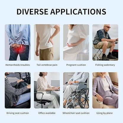 Travel Seat Cushion for Airplane - INFLATE/Deflate Built in Pump Inflatable Seat Cushion for Office Chairs, Wheelchairs, Car Seats & Outdoor Cushions 17.7x15.7 inches (Black)