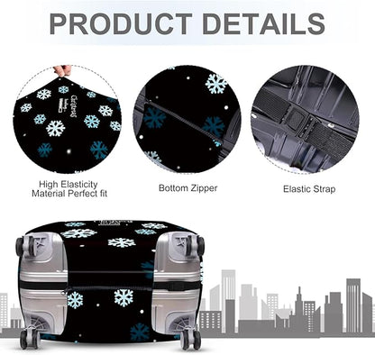 ANNA QUEEN Christmas Loading Luggage Cover, Funny Snowflake Design Suitcase Protector, Stretchable Washable Travel Sleeve for 32-34 Inch Luggage
