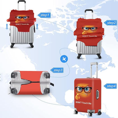 ANNA QUEEN Red Don't touch me Travel Luggage Cover Suitcase Protector Suitcase Cover Anti-Scratch,Stretchable Fit for 18-32Inch Luggage,Travel Bag Cover Washable L(fits 26-28Inch suitcase)